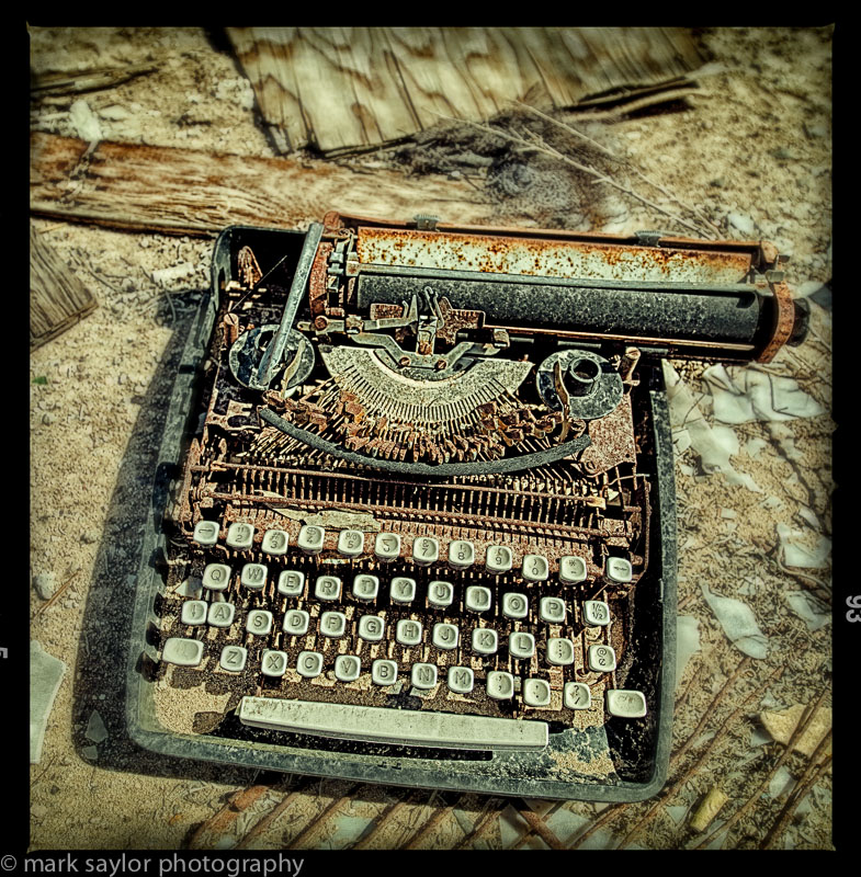 typewriter on ground